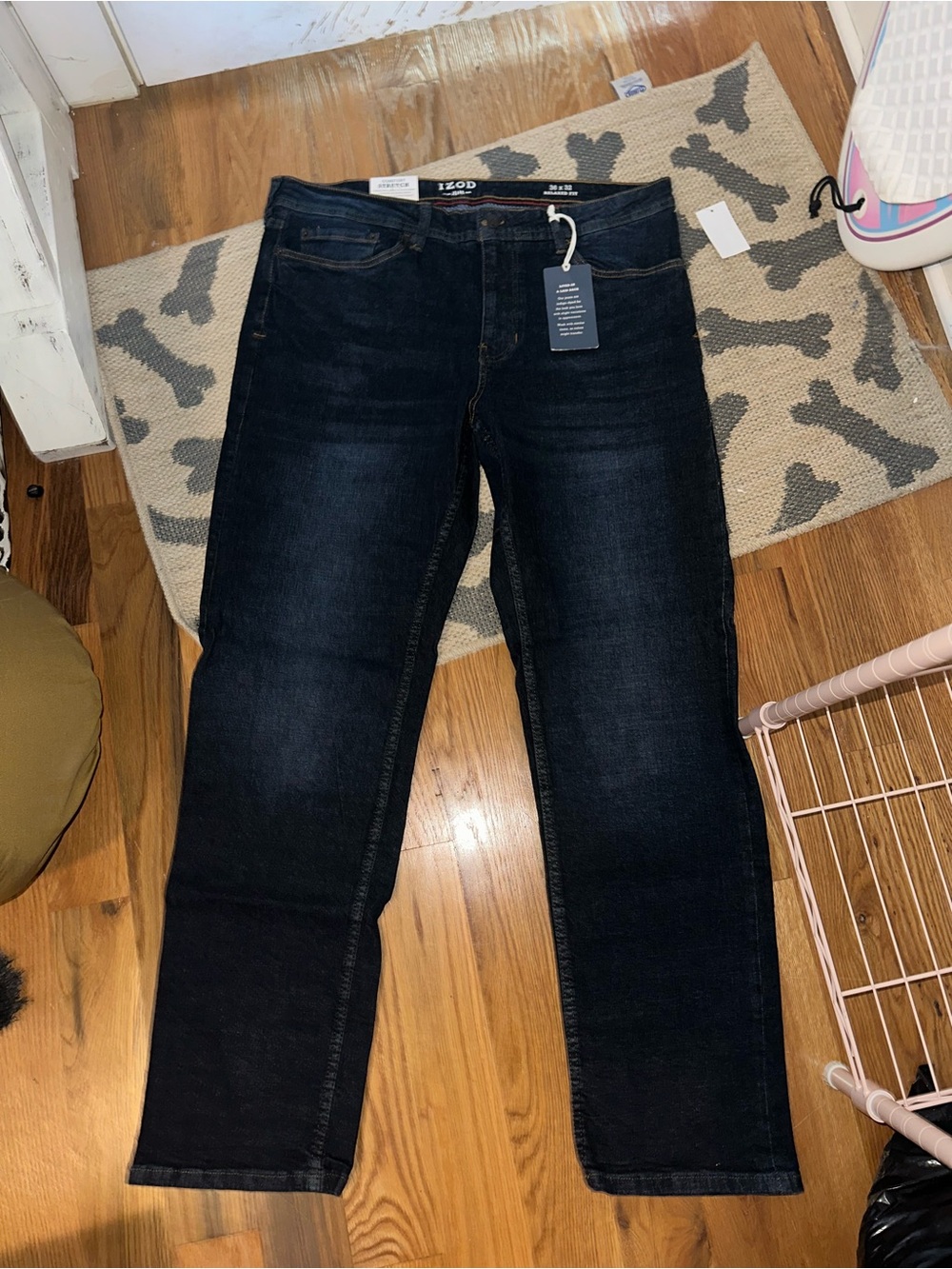 Izod Men's Straight-Leg Jeans in Dark Black Wash